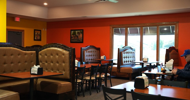 Interior, dining area with restaurant booths