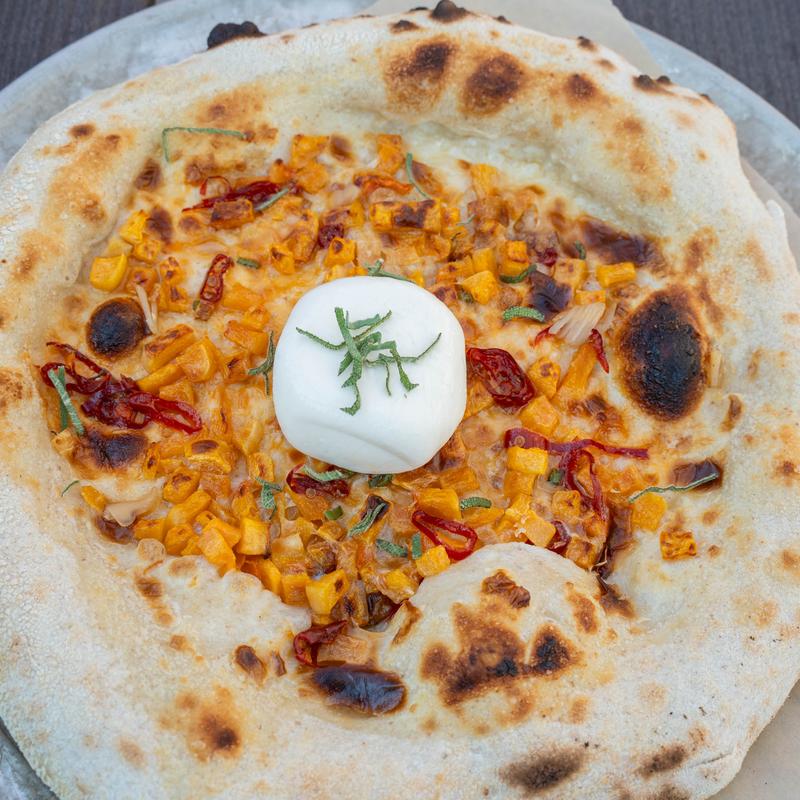 menu item 14 of 28, Burrata, Butternut Squash &  Calabrian Chili