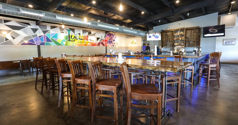 Diner area, tables and chairs