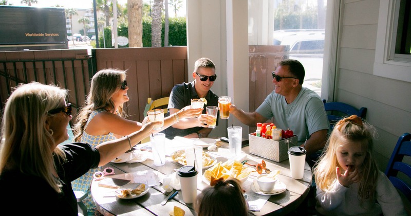 Customers toasting