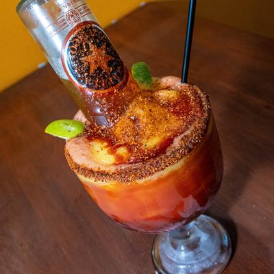 Spicy Mango Slush, with Estrella Galicia beer.