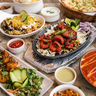 Various served meals.