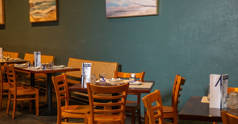 Diner area, tables and chairs