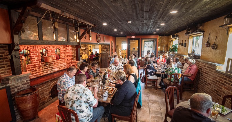 Dining area, customers eating and drinking