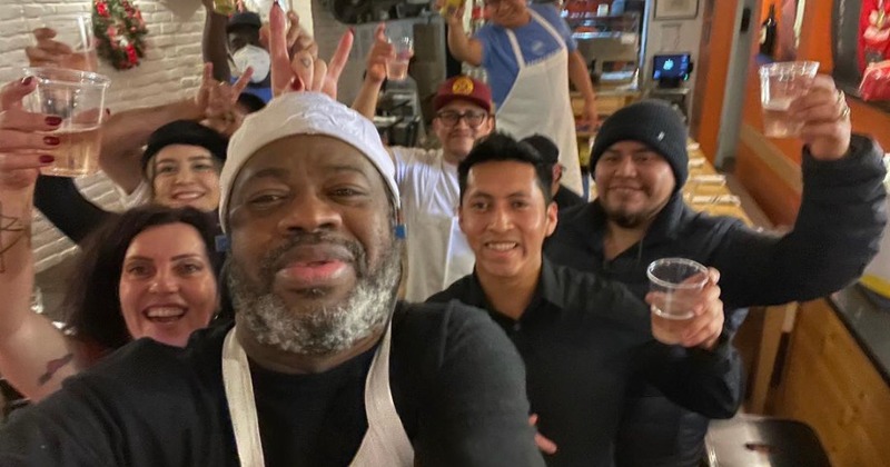 Staff taking a selfie together