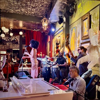 The band playing.