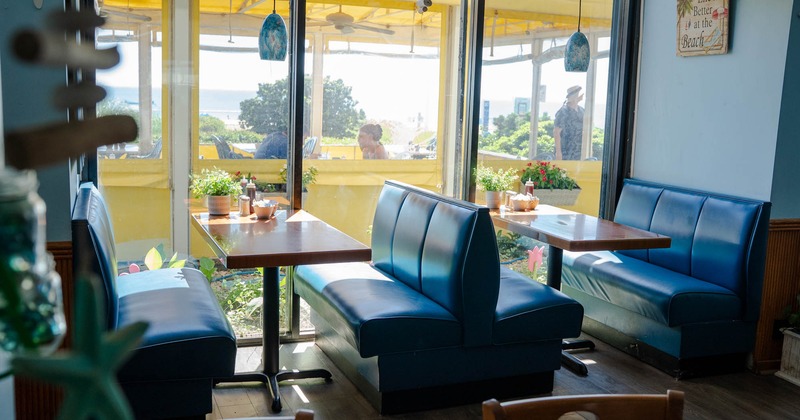 Interior, seating area near the windows