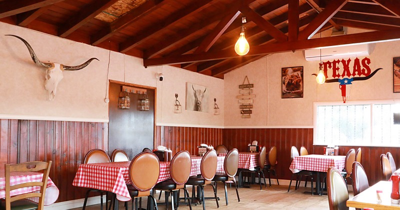 Interior, dining area, tables and chairs