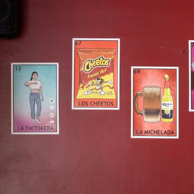 Various images on the wall.