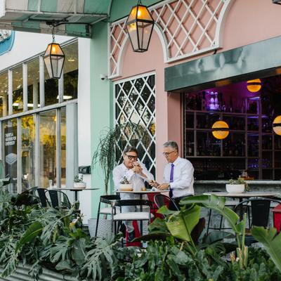 Two men at the terrace.