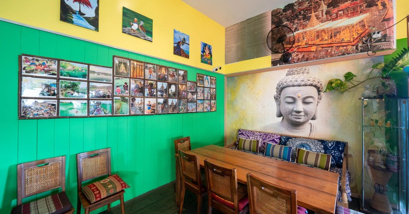 Interior dining area, pictures on the walls