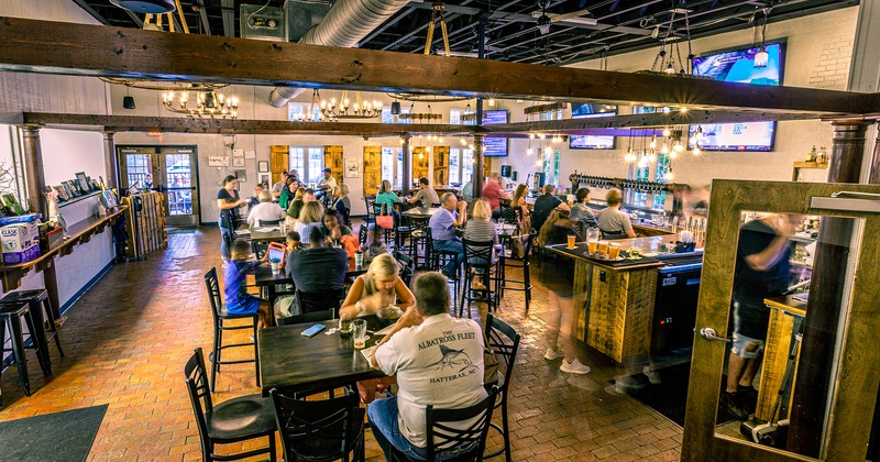 Interior, guests in the dining area