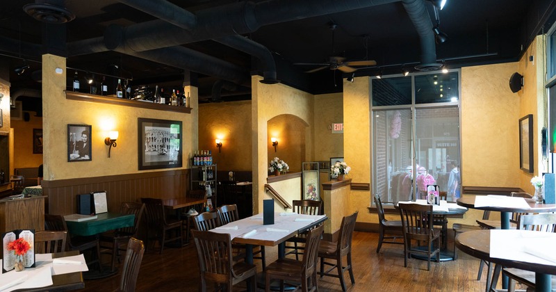 Interior, dining area with tables and chairs