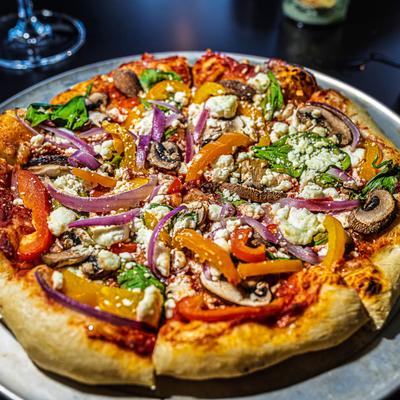 Veggie & Goat Cheese Pizza.