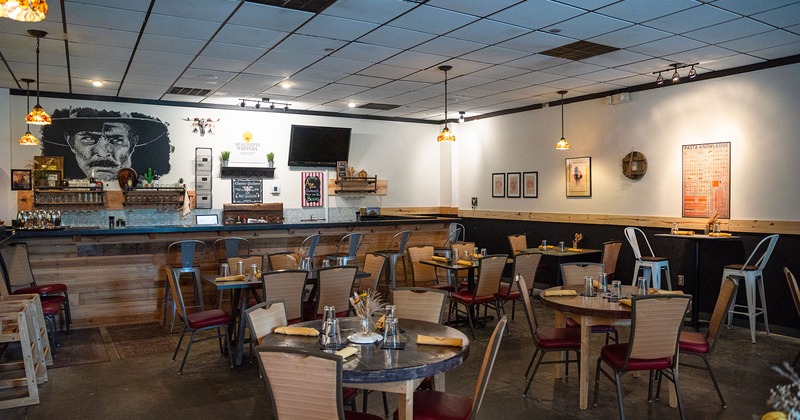 Interior, bar and set dining area