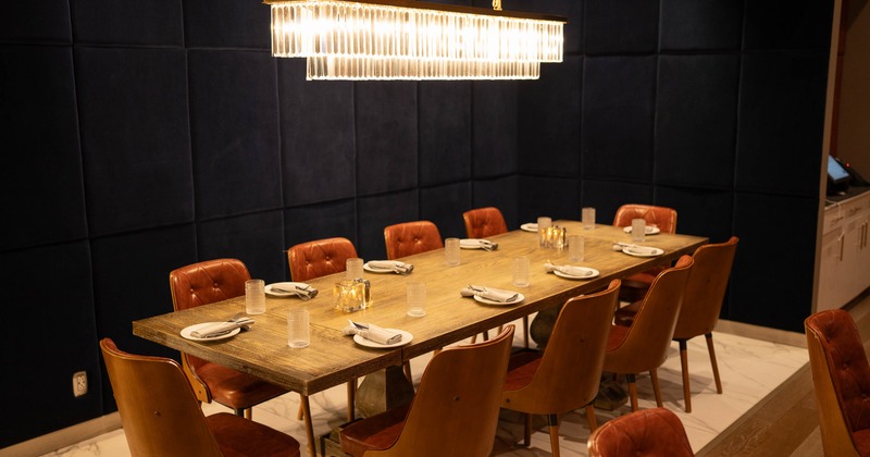 Interior, dining table set for guests