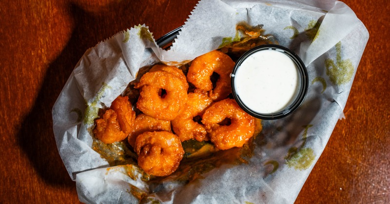 Buffalo shrimp with dipp on the side