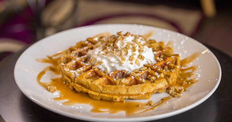 Glazed Maple Donut Waffle, served