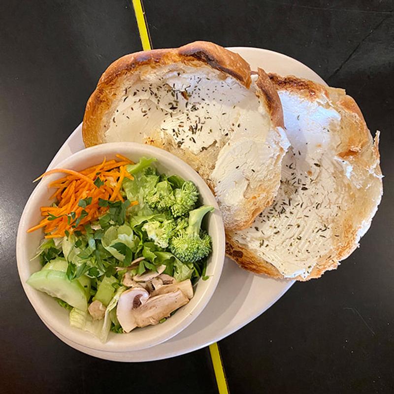 Open Faced Goat Cheese Melt on Croissant photo