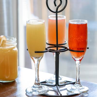 Mimosa flight served on the table.