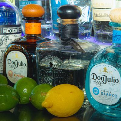 Don Julio Tequila, lemon, and lime.