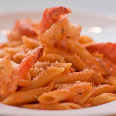 Shrimp penne pasta.