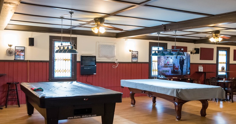 Interior, pool tables