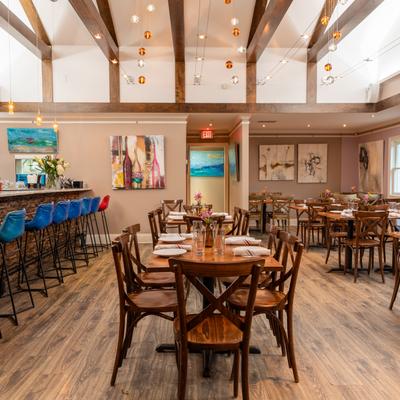 Interior, diner table set up.