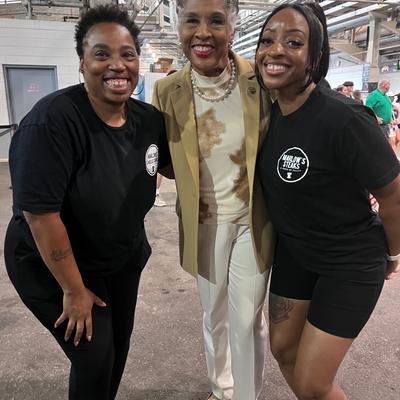 Marlow's Cheesesteaks Co-Founder, Shanika Sheppard with Congresswoman Joyce Beatty at The Ohio State Football Stadium.