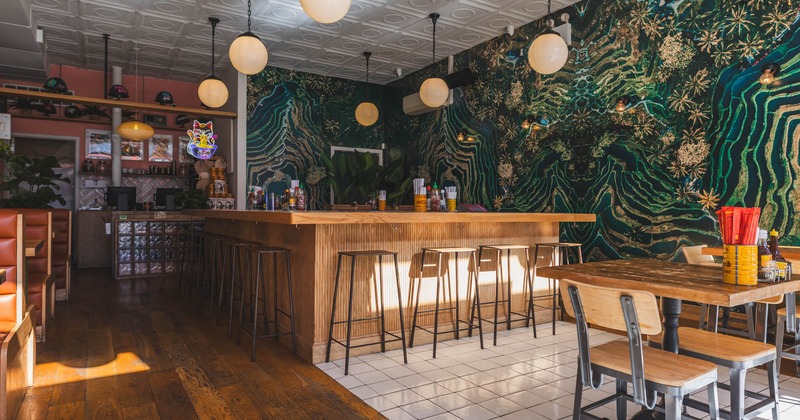 Interior, bar and bar stools