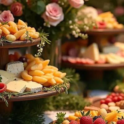 Tiered Fruits & Cheeses.