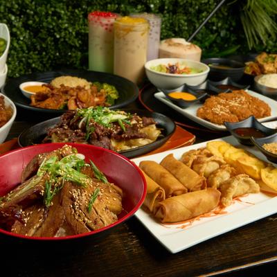 Various food on the table.