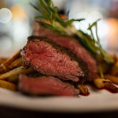 Steak Frites, close up.