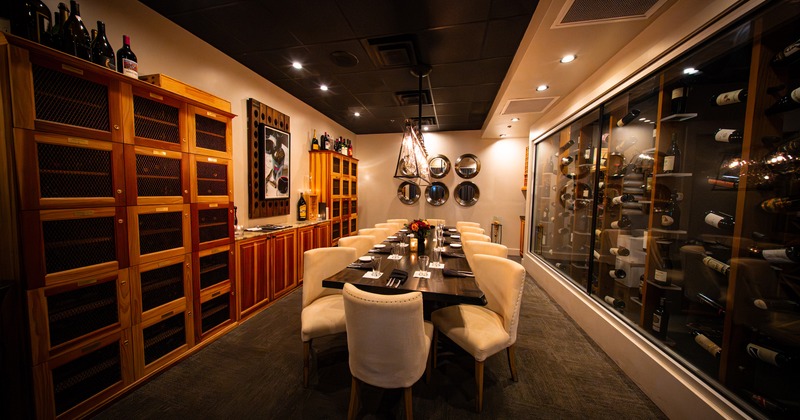 Modern and cozy wine room perfect for intimate celebrations