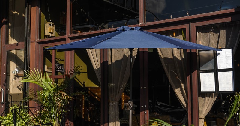 Exterior, sidewalk patio, tables, chairs