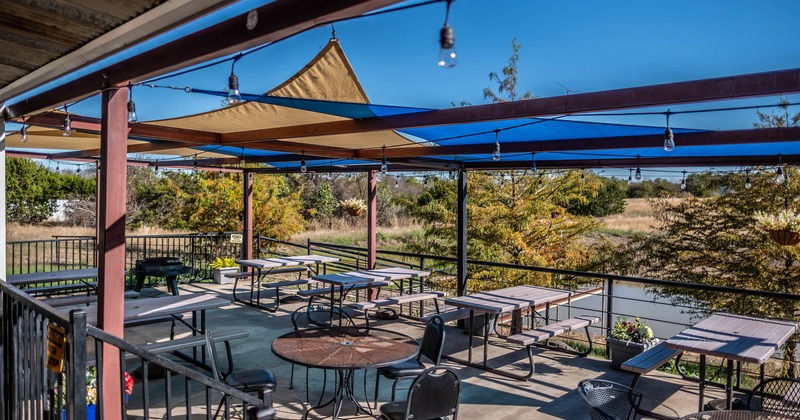 Beautiful seating area with string lights
