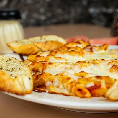 Baked Ziti, with garlic bread.