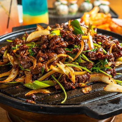 Royal Style Barbecue Lamb, with onion, and coriander.