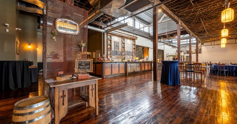 Interior, seating and bar area, wooden floor