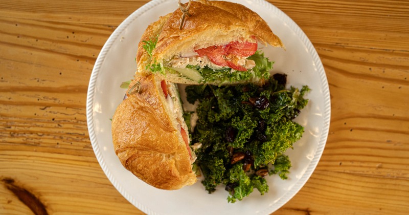 Chicken Salad Croissant with kale salad on the side