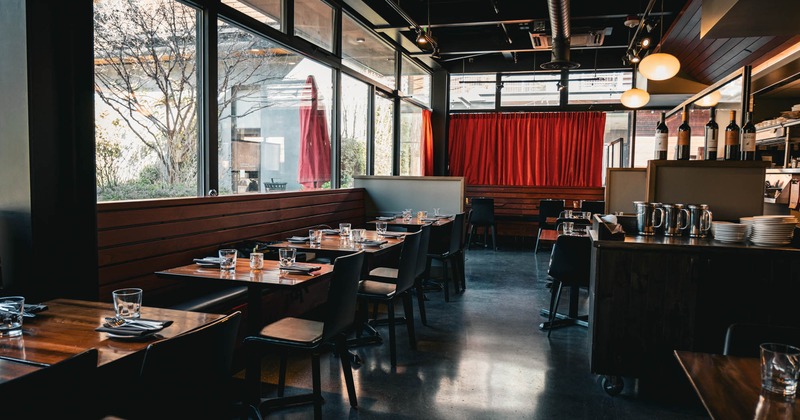 Interior, wide view, dining area