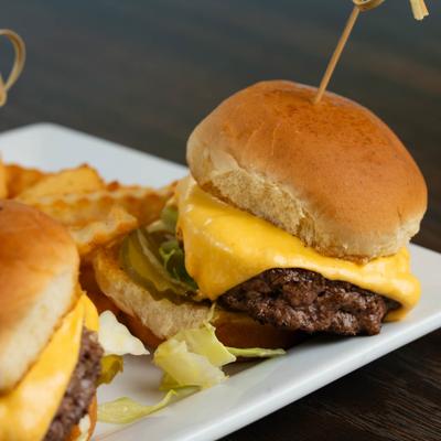 Waygu brisket sliders, close-up.
