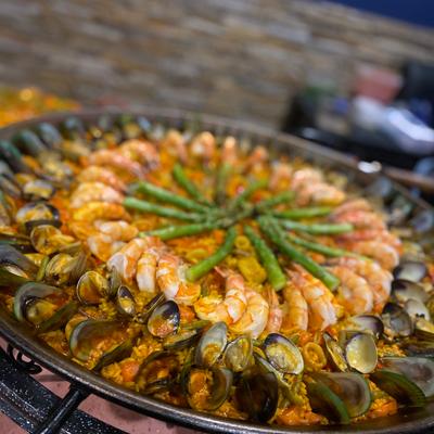 Paella mixta during catering.