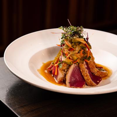 Sesame crusted ahi tuna.