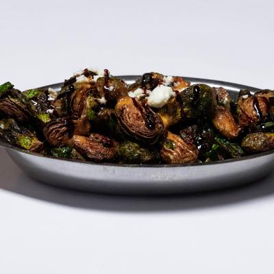 CRISPY ORGANIC BRUSSEL SPROUTS.