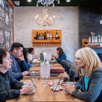 Interior, cozy conversations & warm ambiance.