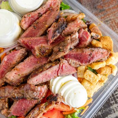 Ribeye Steak Salad, close-up.