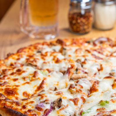 White Pizza with ricotta, mozzarella cheese, oregano, garlic and olive oil.