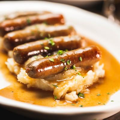 Bangers and Mash at Finnegan's Wake Pub