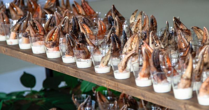 Crab Dip appetizer cups on a table